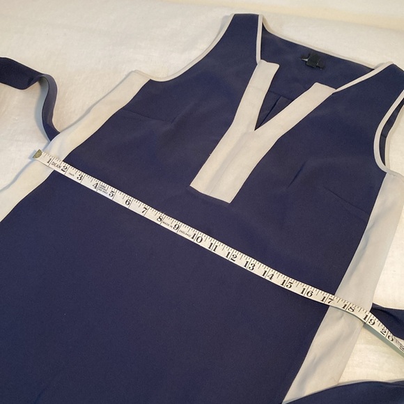 Ann Taylor colorblock navy cream belted dress S - Picture 10 of 15